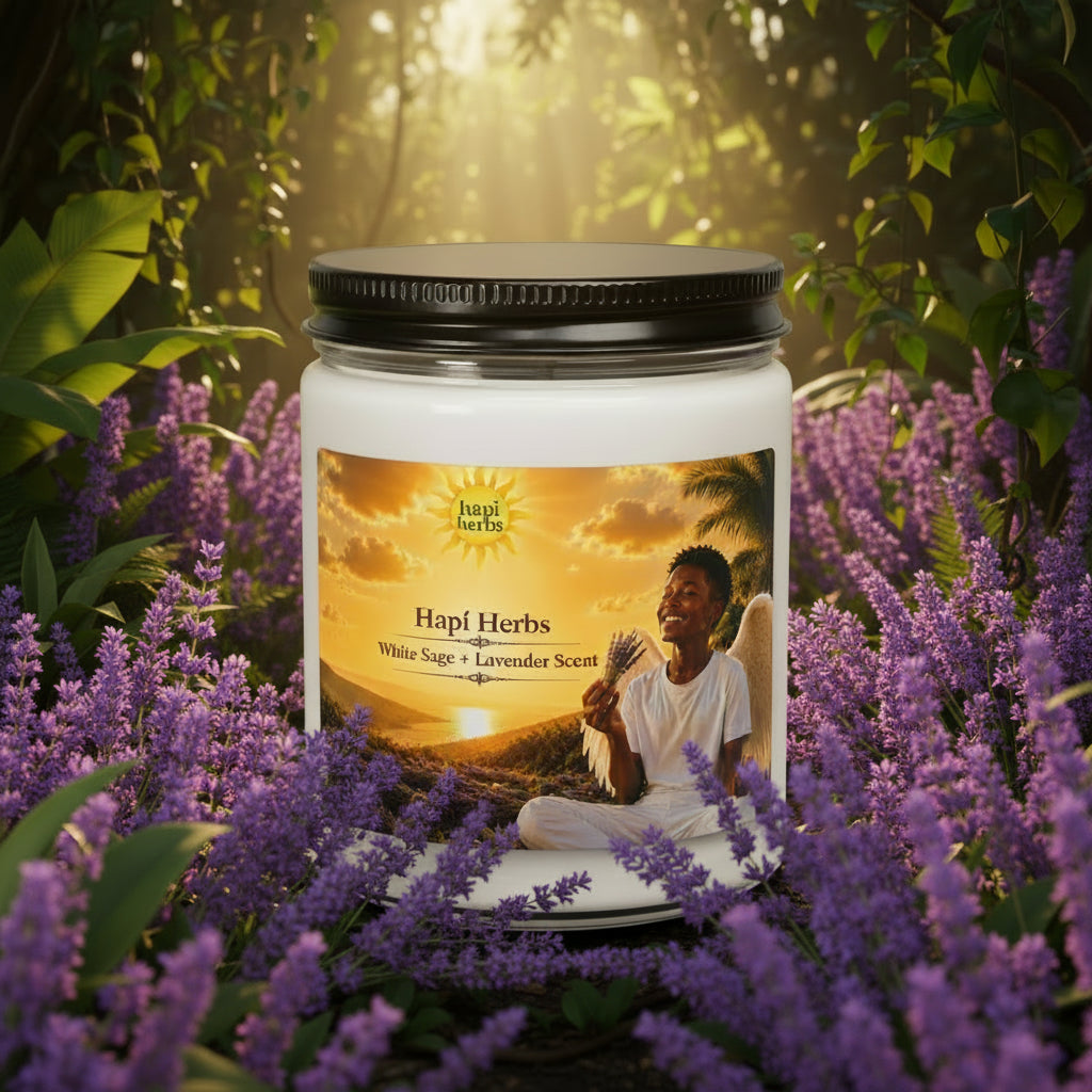 Hapi Herbs Lavender + White Sage Scented Soy Candle