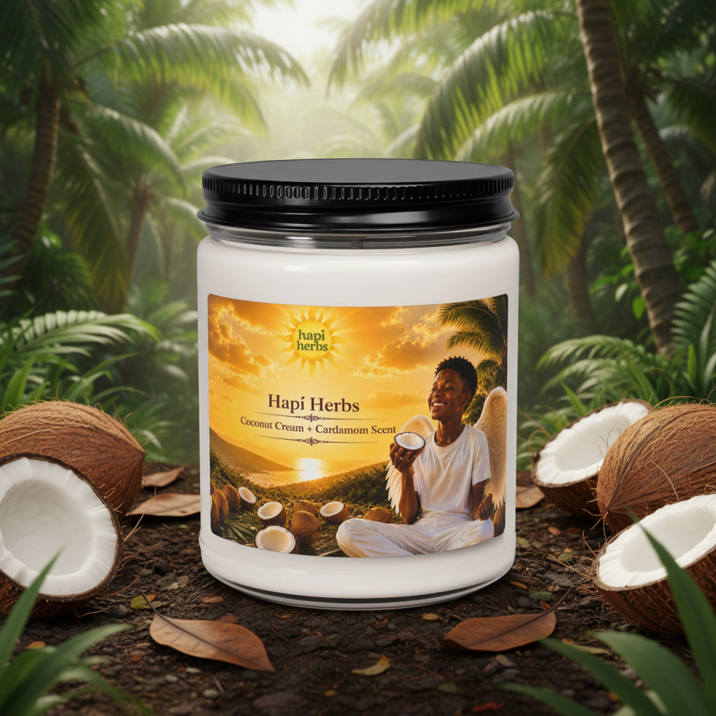 Hapi Herbs Coconut Cream + Cardamom Scented Soy Candle